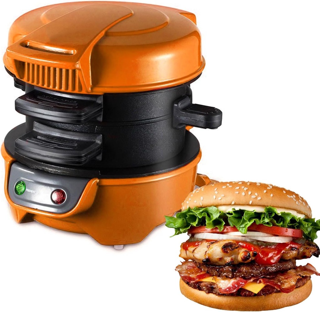 AIZYR Mini Grill Burger Maker Machine Breakfast Sandwich Maker with Egg Cooker Ring, Burger Press Patty Maker for Making Breakfast Lunch,Brown