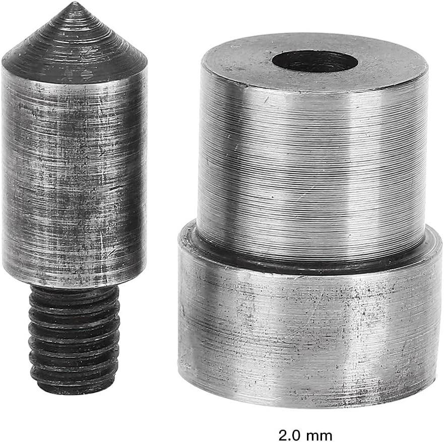 2Pcs Press Punch Machine Tool, Heavy Duty Metal Grommet Eyelet Spring Snap Fastener Button Die for Hand Pressing(2.0 mm)
