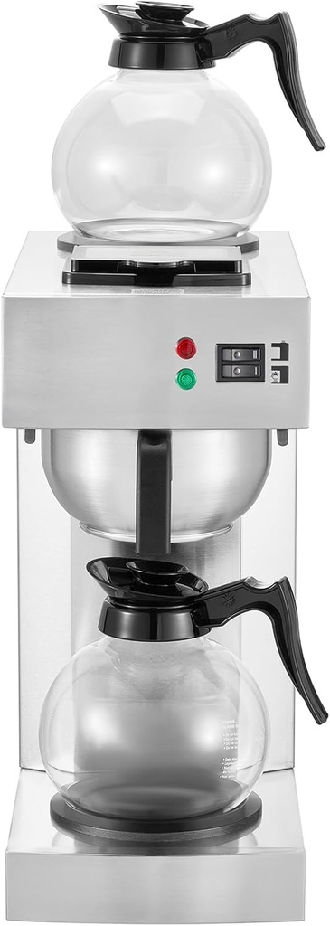 Happybuy 12 Cups Commercial Drip Coffee Maker, Coffee Maker Machine with 2 Glass Carafes and 2 Warmer Plates, Stainless Steel Pour Over Coffee Brewer for Restaurant, Office