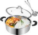 Shabu Hot Pot Stainless Steel,Chinese Induction Shabu Pot with Divider for Kitchen Cooker, Gas Stove