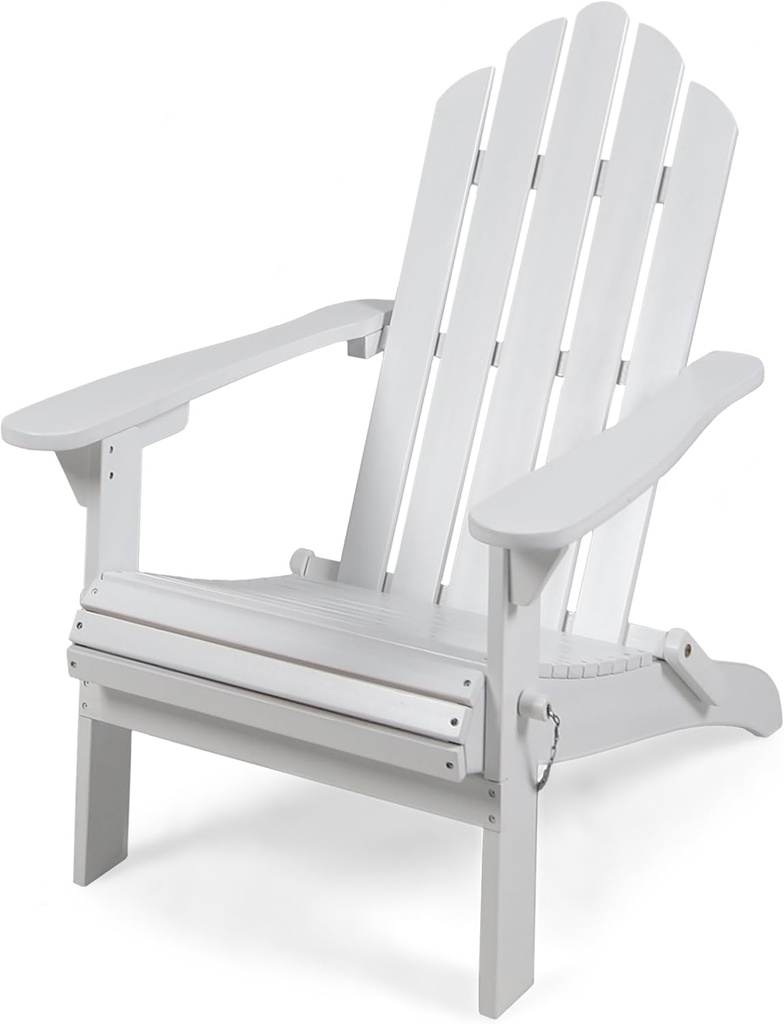 Christopher Knight Home Cara Outdoor Foldable Acacia Wood Adirondack Chair, White Finish