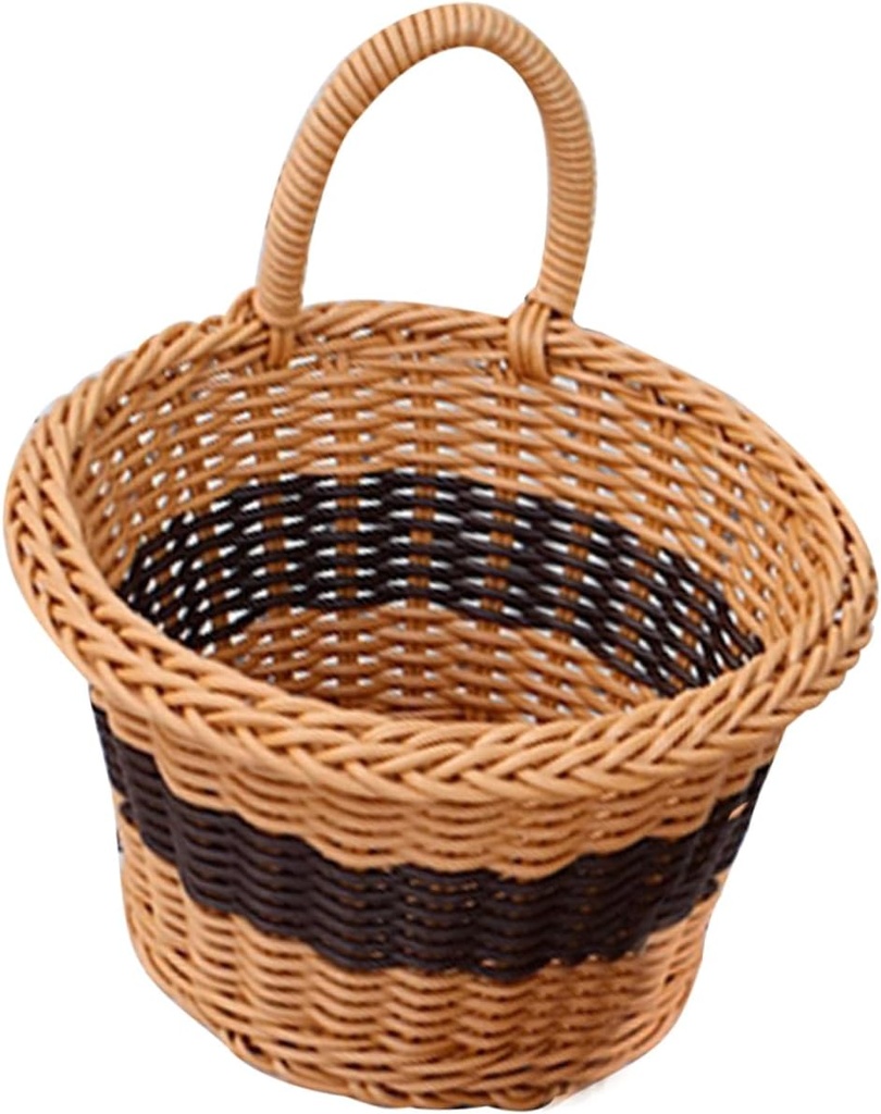 Luxshiny Woven Storage Basket for Kitchen and Bathroom Imitation Rattan Wall-Mounted Organizer Handcrafted Hanging Flower Basket for Sundries and Small Items