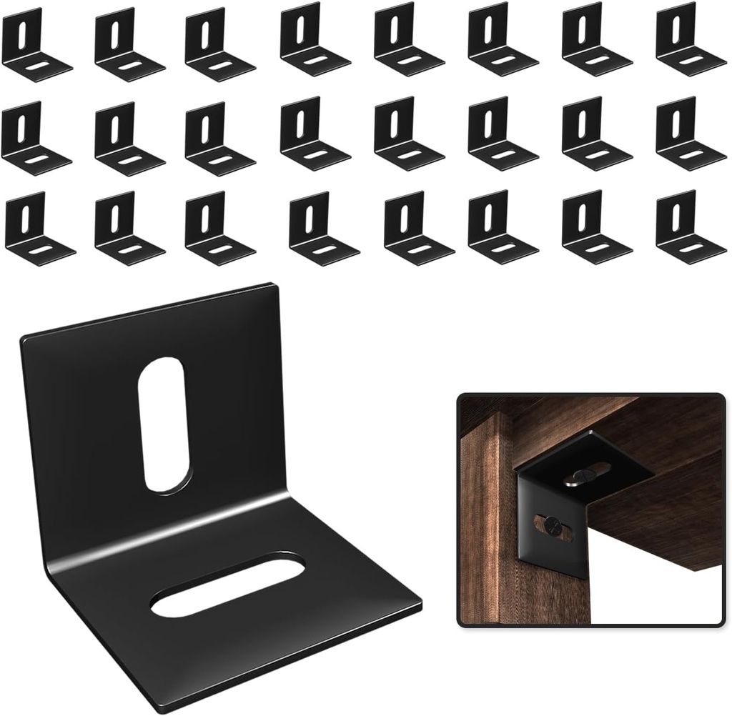 Table Top Fasteners, SEPTCITY 24PCS Adjustable Corner Brackets for Wood, Heavy Duty Right Angle L Brackets for Shelves Desk and Chairs, Tabletop Connectors for Repairing Furniture