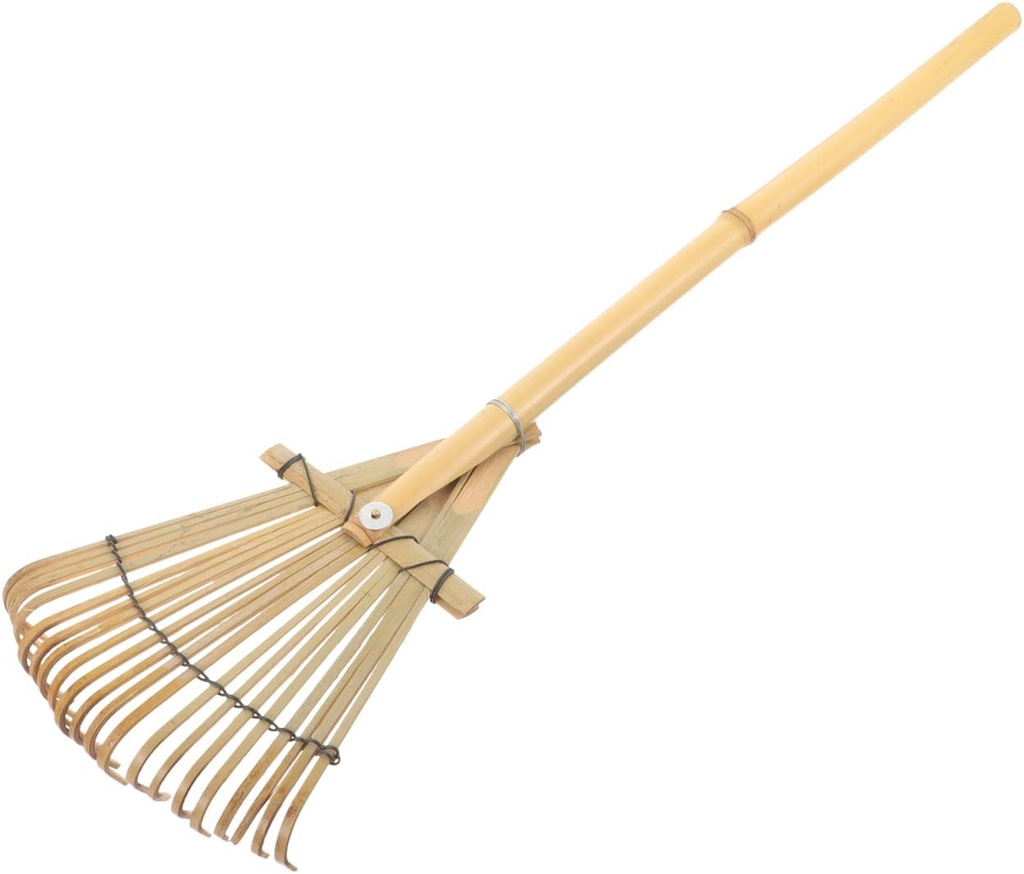 Wooden Garden Rake 20 Tines Hand Rake for Leaves Soil Spreading Lawn Care Yard Tool for Gardening Cleaning Landscaping