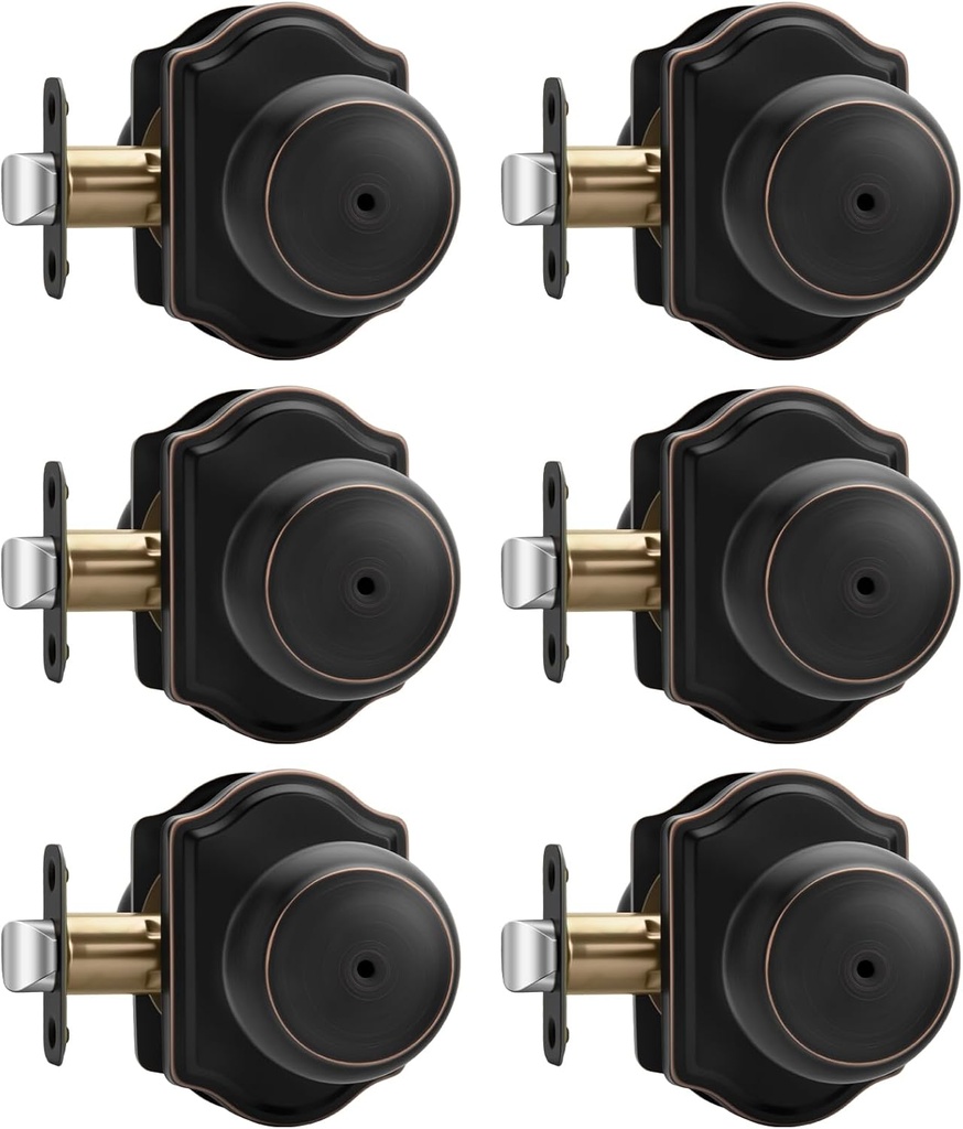 Haidms Oil Rubbed Bronze Door Knobs Interior, Privacy Interior Door knobs for Bedroom, Bronze Indoor Doorknobs for Bathroom (6 Pack)