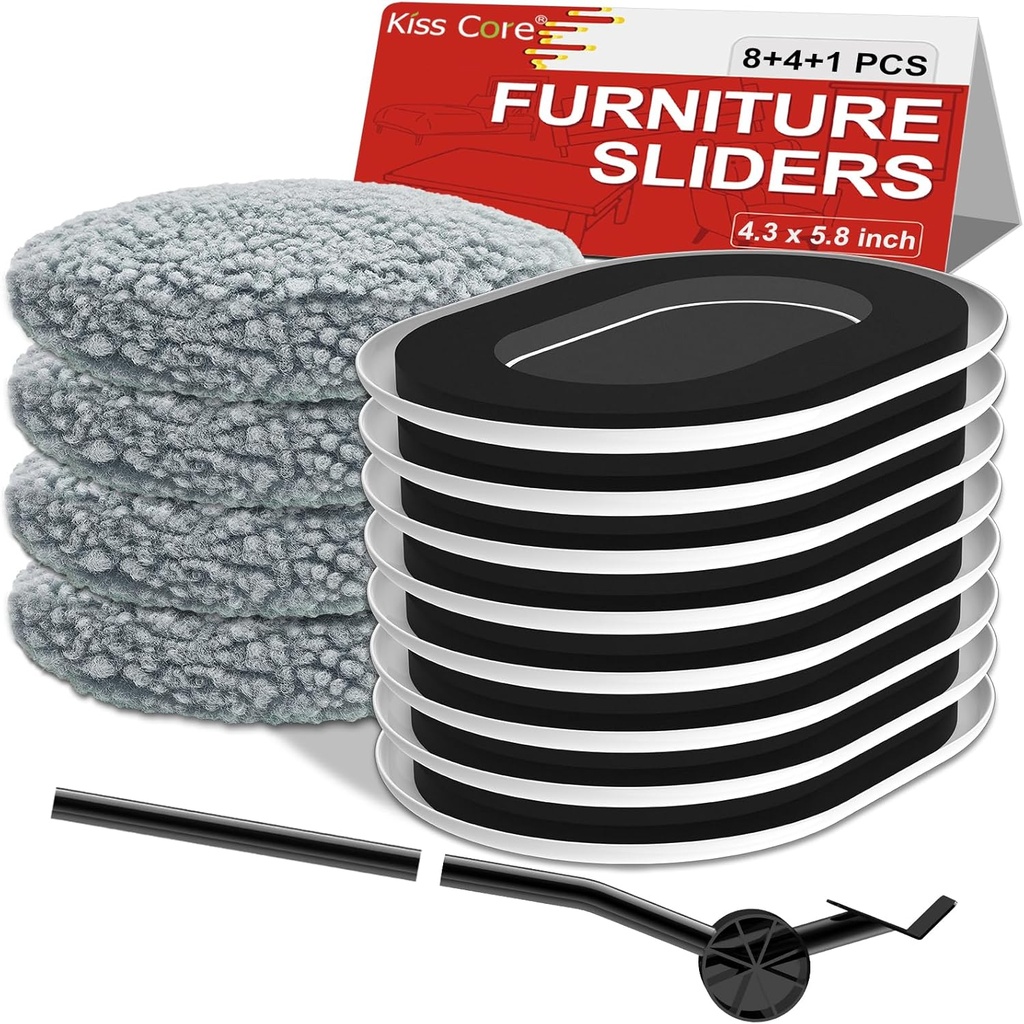 Furniture Sliders for Hardwood Floors: Multi-Surface 3-in-1 Furniture Movers Sliders - Moving Pads with 8PCS Carpet Sliders+4PCS Hard Floor Socks+1 Lifter - Protect Floor and Easily Move Furniture