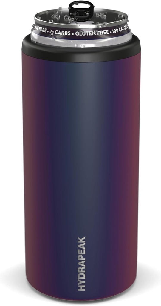 Hydrapeak Slim Can Cooler - Double Wall Insulated Skinny Can Cooler for All 12 oz. Hard Seltzer and Beer Slim Cans, Stainless Steel Can (Rainbow)