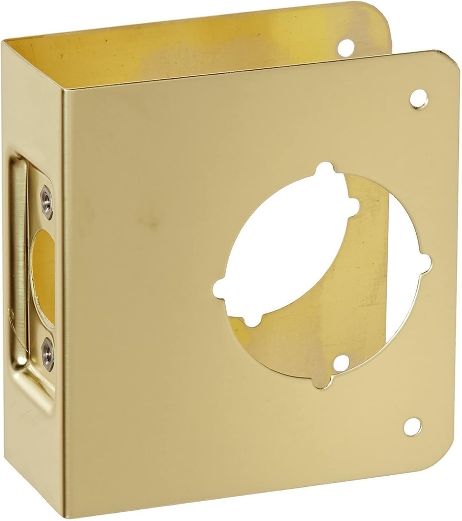 Don-Jo 81-PB-CW Classic Wrap-Around Plate, 22 Gauge Stainless Steel , Polished Brass Finish, 4-1/4" x 4-1/2", For Cylindrical Door Locks