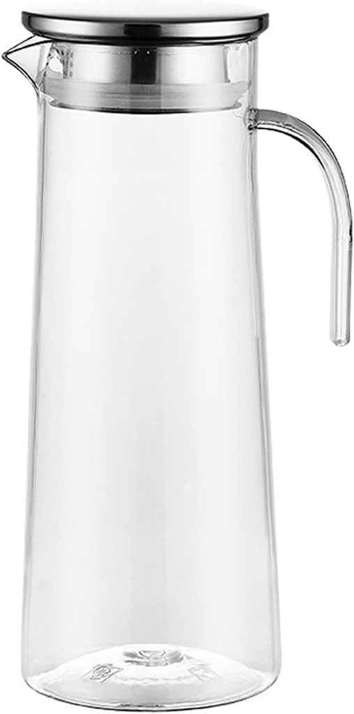 Drink Tea Pitchers Glass Pitcher with Handle and Lid, Handmade Water Jug for Hot/Cold Water, Ice Lemon Tea and Juice Beverage Drink Bottles, 1200ML