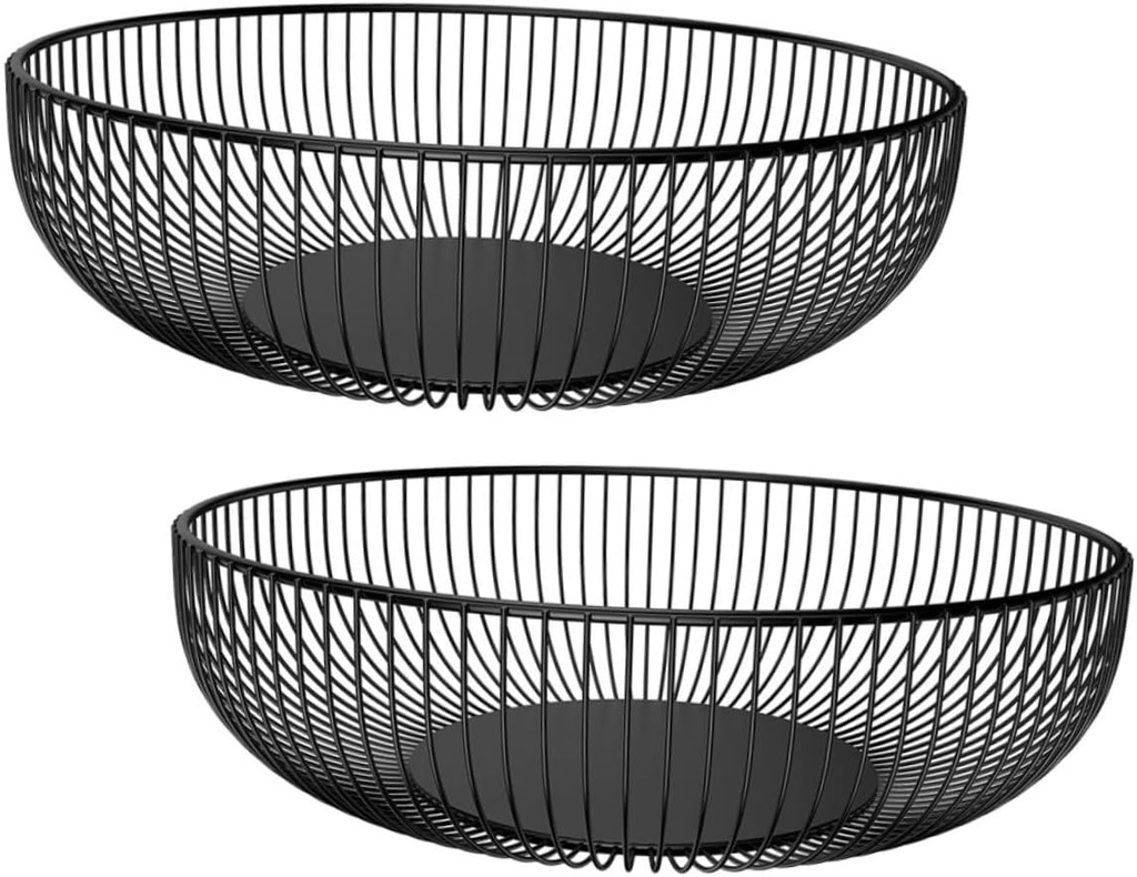 Zerodeko 2pcs Iron Wire Fruit Bowl Modern Wire Storage Baskets Fruit Basket for Kitchen