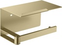KIBI Deco Wall Mounted Toilet Paper Holder with Shelf | Solid Brass Bathroom Tissue Holder with Convenient Phone Shelf | Space-Saving Design, Rust-Resistant | Brushed Gold, KBA1209