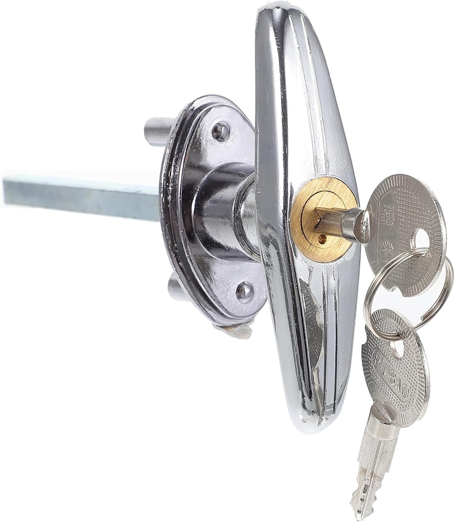 TEHAUX Garage Door Handle, Metal Locking T-Handle Barn Door Handles with Keys Universal Shed Door Lock Garage Door Lock Replacement Emergency Release Lock Kit for Truck Garage Door (Silver)