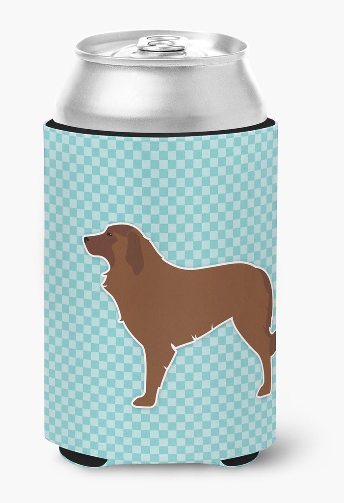 Caroline's Treasures BB3731CC Portuguese Sheepdog Dog Checkerboard Blue Can or Bottle Hugger Cooler Washable Drink Sleeve Collapsible Beverage Insulated Holder, Can Hugger, Multicolor