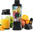 Portable Blender, 360 Watt Personal Blender for Shakes and Smoothies, 6000mAh USB Rechargeable, BPA Free 24 Oz Juicer Cup with 6 Blades and Lid, Self Cleaning Portable Juicer for Kitchen/Travel, Black