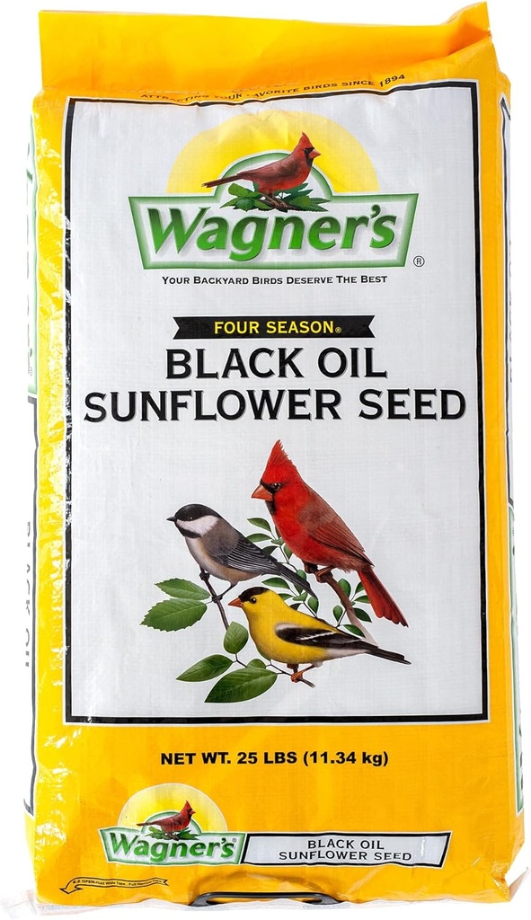 Wagner's 76027 Black Oil Sunflower Wild Bird Food, 25-Pound Bag
