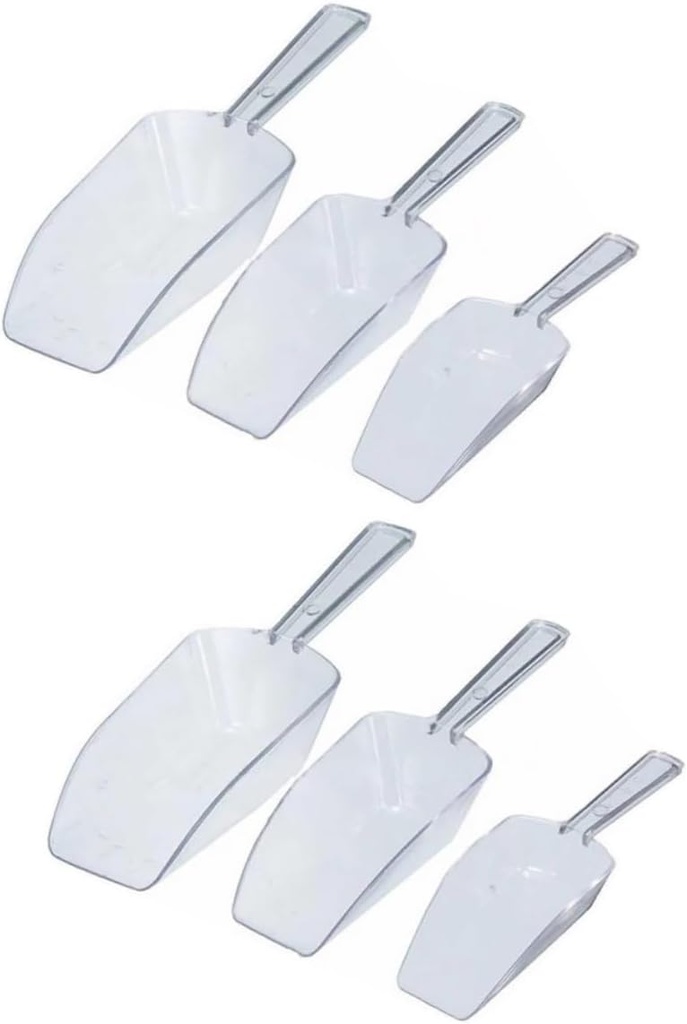 2sets Transparent Ice Scoop Multi-functional Kitchen Grain Shovels for Ice Flour Candy Nuts and More Essential for Home Use Parties and Buffets