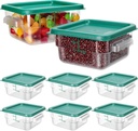 Lallisa 8 Pcs 2 Quart Food Storage Containers with Lids Clear Square Polycarbonate Marinating Container Dough Bucket with Lid(Green)