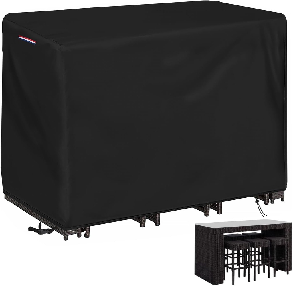 Outdoor Bar Covers Waterproof, Tall Bar Height Patio Table Covers for Outdoor Furniture Rectangular 60" Long Patio Furniture Covers for Outdoor Dining Table Chairs Set Cover- 60"L x 41"W x 41"H