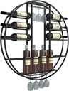 Wine Rack Display Stand Round Wine Rack Wall Mounted Wine Glass Holder, Metal Goblet Stemware Racks Hanging Wine Holder Bar Wine Cellar Kitchen Counter Floating Display Shelves, Black ( Size : 80x11x8