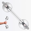 15-Inch Shower Handle - Upgraded Grab Bar with Strong Suction Cups for Bathtub & Shower Safety, Ideal for Seniors, Elderly, Disabled -Silver