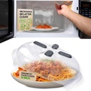 HOVER COVER Magnetic Splatter Cover, 12-Inch Clear BPA-Free Food Lid, Vented Plate Guard with Steam Vents, Anti-Splash Microwave Lid, Dishwasher Safe, Space-Saving Magnetic Storage - Graphite