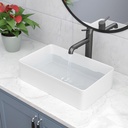 Vessel Sink Rectangle 21"x13" White Bathroom Sink Rectangular Above Counter Large Ceramic Porcelain Countertop Lavatory Vanity Bowl Sink Art Basin Wash Basin