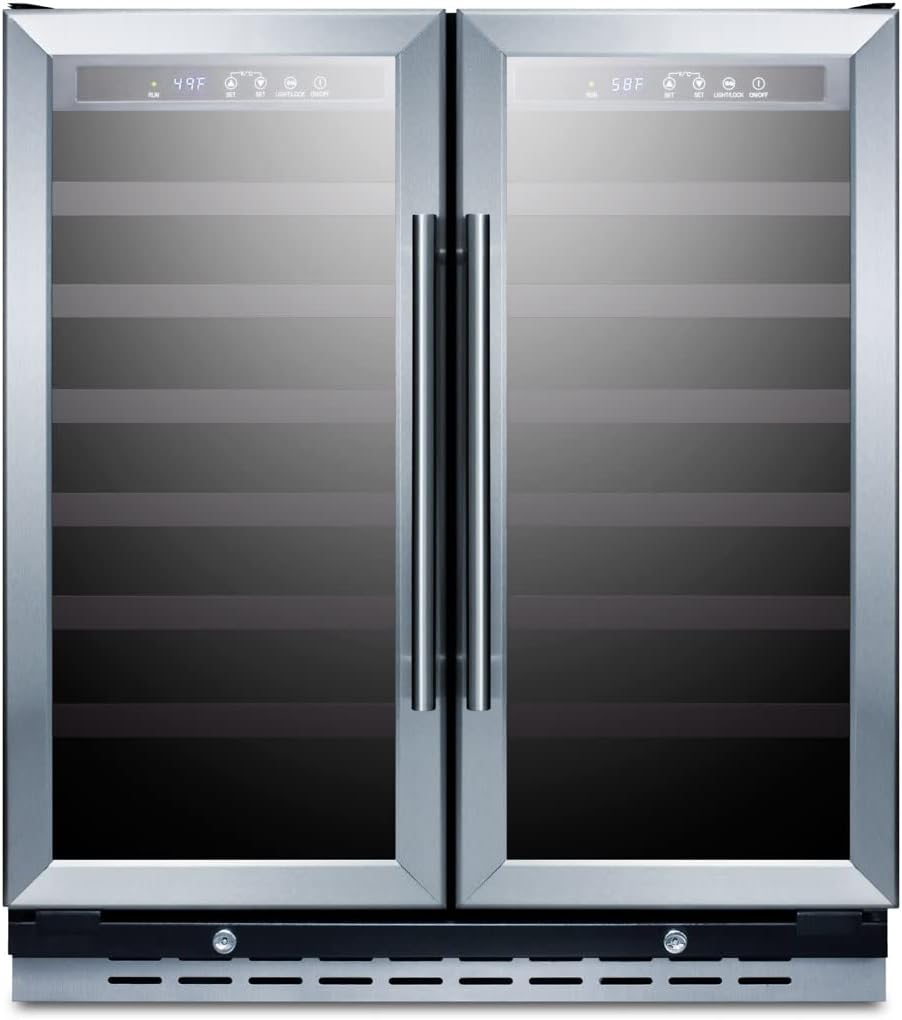 Summit SWC3066B 30"" Built-In Undercounter Dual Zone Wine Cooler with 66 Bottle Capacity in Stainless Steel