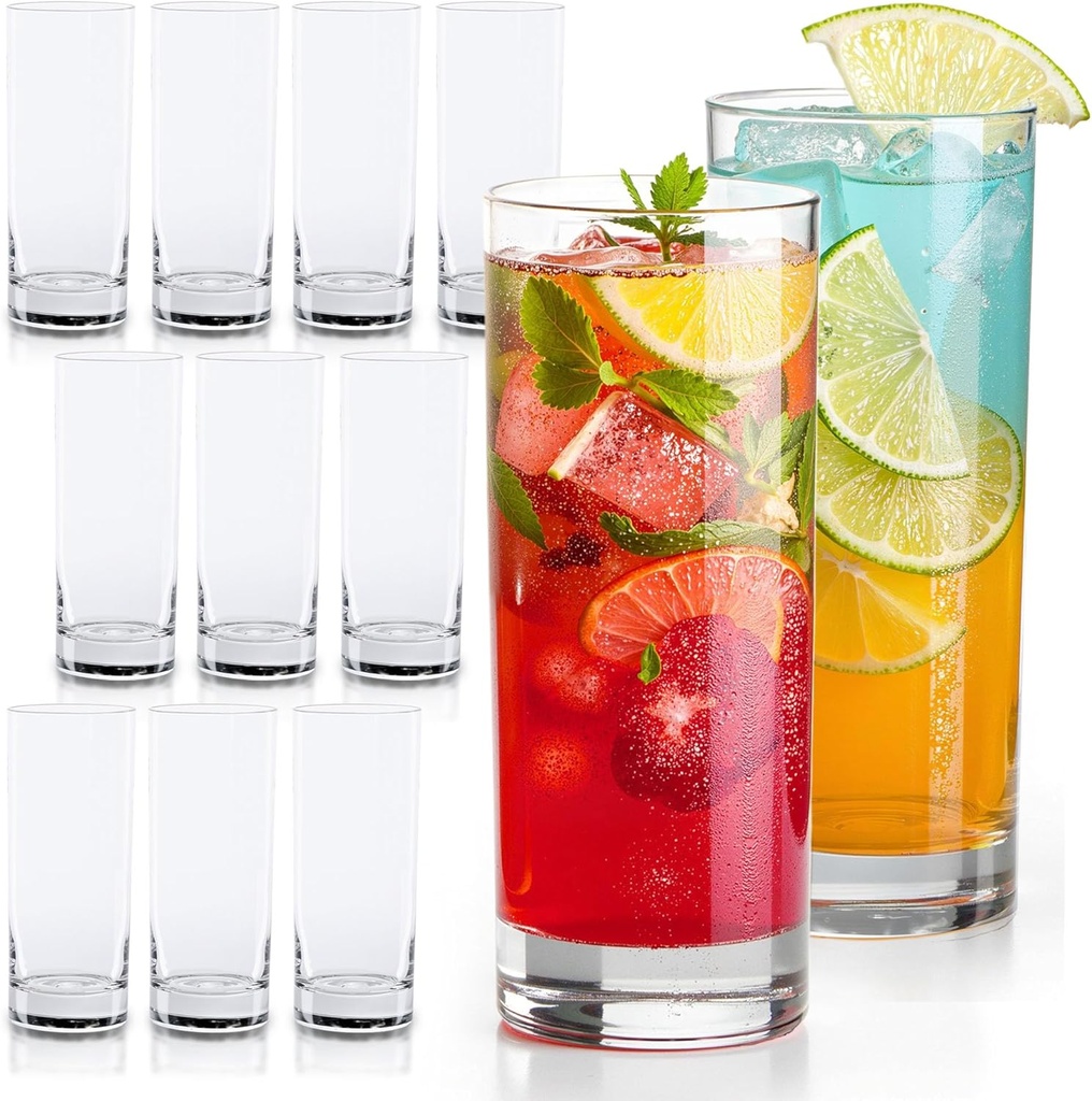 LEMONSODA Premium Highball Glass Set - Elegant Tom Collins 15oz Glasses Set of 12 Tall Drinking Water Glasses - Bar Glassware for Cocktail, Whiskey, Mojito (Set of 12) (2099)