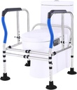 Toilet Safety Rails Frame，Upgrade Heavy Duty Double Crossbar and Suction Cups, Free Standing with Handles for Elderly（330lbs）Handicap & Disabled, Height Width Adjustable, Fit Any Toilet