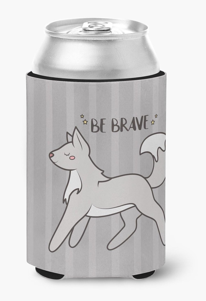 Caroline's Treasures BB7472CC Nursery Be Brave Wolf Can or Bottle Hugger Cooler Washable Drink Sleeve Collapsible Beverage Insulated Holder, Can Hugger, Multicolor