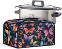 TODIYADDU Colorful Butterfly Slow Cooker Dust Cover Trendy Air Fryer Cover Compatible with Most Kitchen Appliances Fashion Slow Cooker Carrier for Women Washable Appliance Cover Gifts
