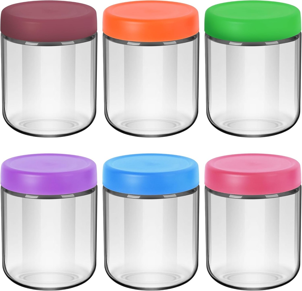 EONJOE 16oz Glass Jars for Overnight Oats Snacks Salad Yogurt Pudding Cereal Candy Storage Containers Meal Prep Mason jar with Airtight lids,6 Pack