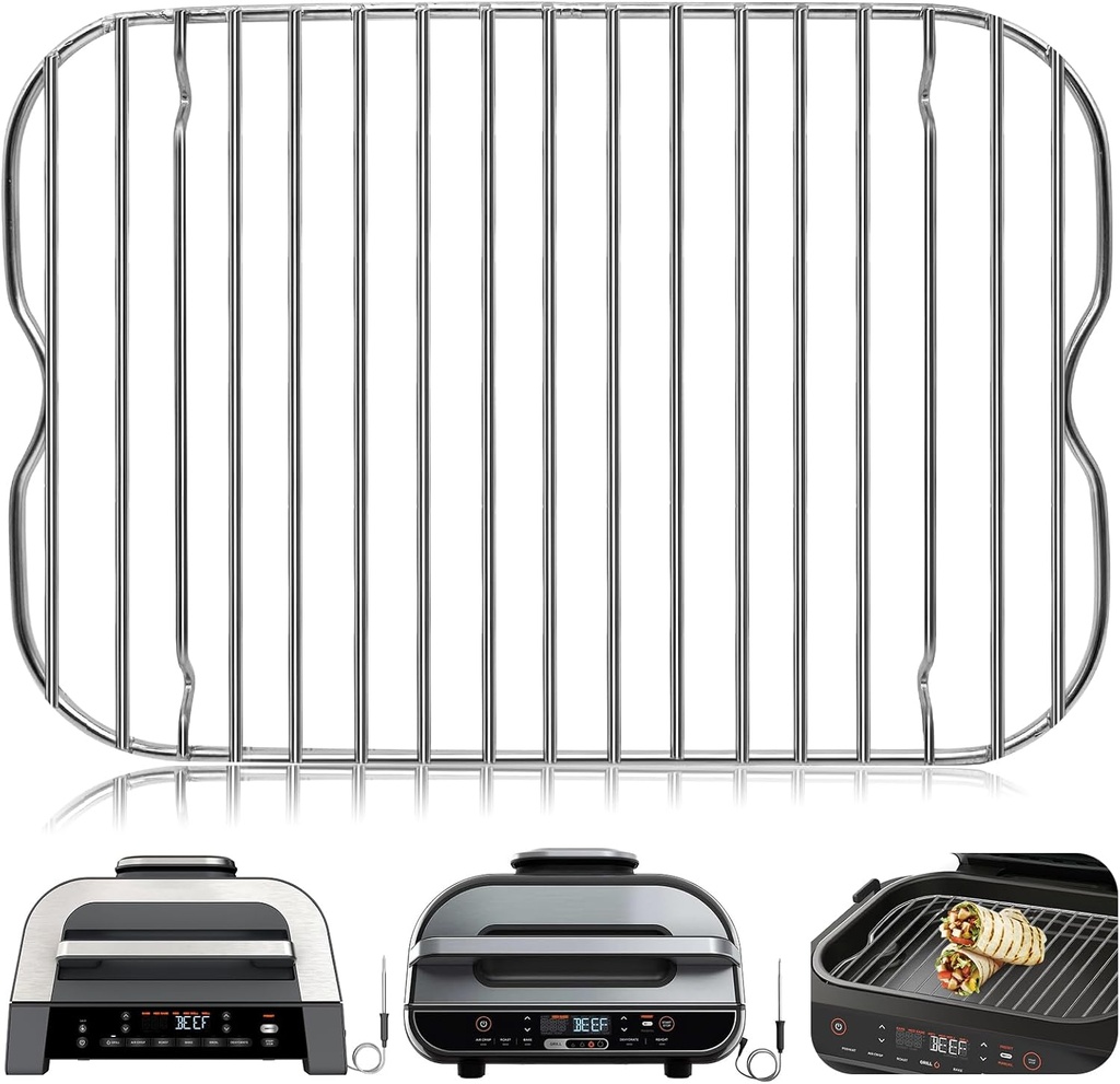 Air Fryer Replacement Parts for Ninja Foodi FG551 Smart XL Indoor Grill with Air Fry, 11.6''*7.6'' Stainless Steel Air Fryer Accessories Roasting Steamer Grill Racks Baking Tray，Dishwasher safe