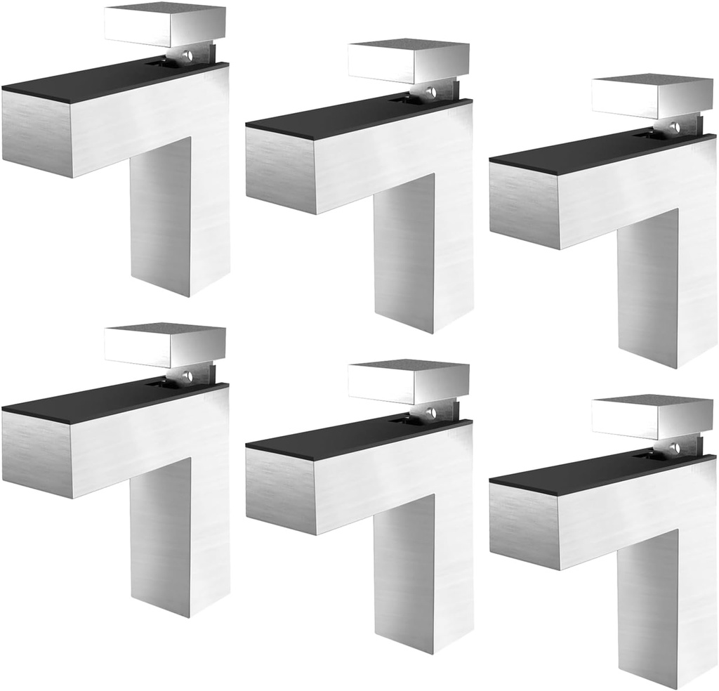 Floating Glass/Wood Shelf Bracket 6 Pcs Adjustable Clamp for 3~28mm Glass Wall Mounting Clip for Wooden Shelves, Heavy Duty Hardware, Bathroom Cabinets, Home Decor
