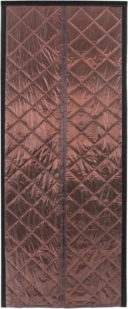 Magnetic Thermal Insulated Door Curtain Fit Door Size 32'' × 80'', Filled with Thicken Cotton, Center Opening Doorway Curtain Winter Waterproof Door Cover Keep Cold Draft Out, Coffee