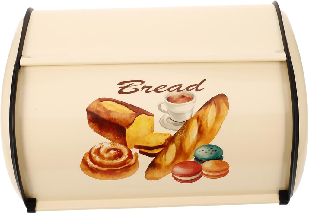 Happyyami Chic Decorative Bread Box for Kitchen Countertop Vintage French Style Food Storage Container with Airtight Lid for Home and Bakery Bread Organization