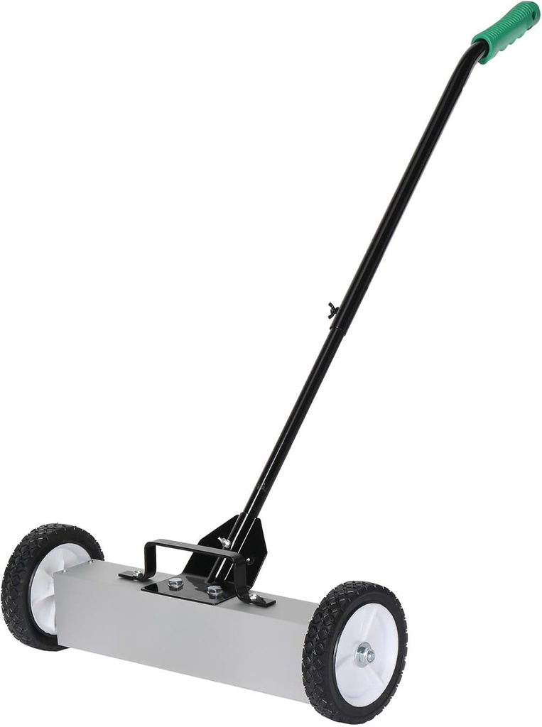 18-Inch Rolling Magnetic Pick-Up Sweeper with Wheels, with Quick Release Latch and Adjustable Long Handle, for Nails Needles Screws Collection, Great for Yard Grass Carpet and Concrete Floor
