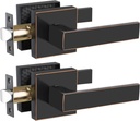 Passage Door Levers, Oil Rubbed Bronze Door Handles for Hallway and Closet, Heavy Duty Non-Locking Interior Door Levers, Square Keyless Door Handles for Right & Left Sided Door, 2 Pack