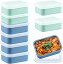 8 Pcs 1 Cup Silicone Freezer Trays with Lid - Rectangle Soup Freezer Containers - Reusable Food Preserving Tray - Freezing Ice Trays for Soups Sauces Stews (Sage Green, Dark Blue)