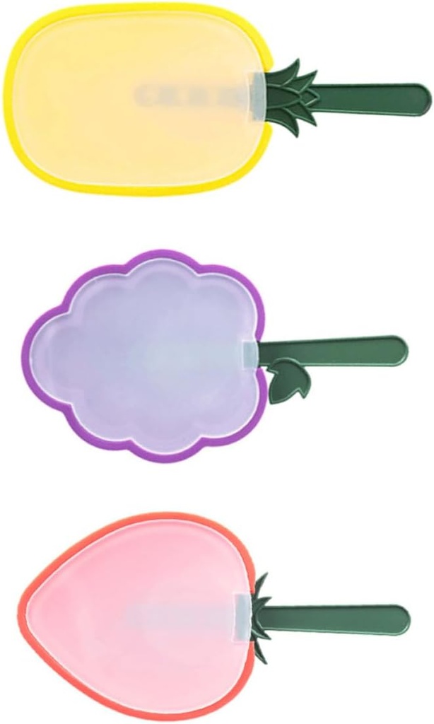 3pcs Fruit Shape Popsicle Mold with Cover DIY Ice Cream Maker Food-Grade Silicone Non-Stick for Boys and Girls Summer Treats Fun Chilled Snacks Random Style