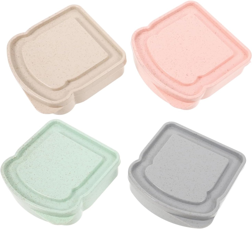 4pcs Sandwich Containers for Boys and Girls Insulated Lunch Boxes Seal Camping Picnic Use Food Storage Holders Bread Toast Fruit Case and Hard Material Portable Kitchen Supply