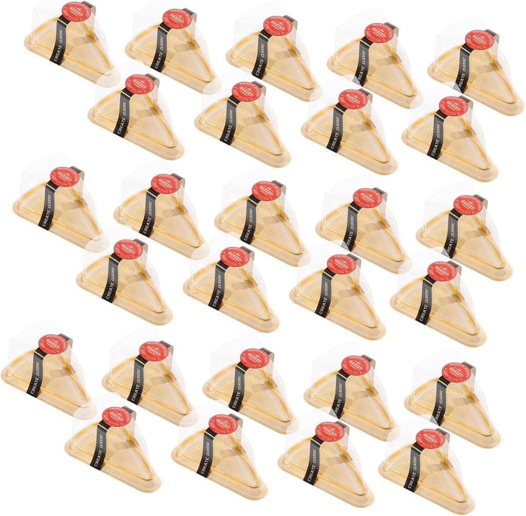 50sets Plastic Triangle Cake Boxes Lid for Cakes Cupcakes and Desserts for Parties Weddings and Events and Convenient Bakery Packaging