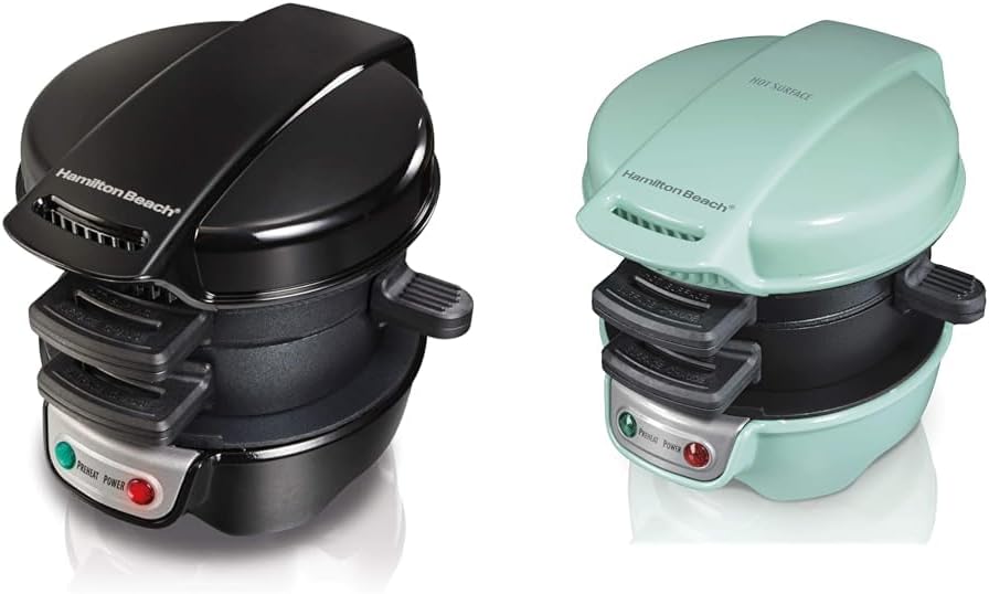 Hamilton Beach Breakfast Sandwich Maker with Egg Cooker Ring, Customize Ingredients & Breakfast Sandwich Maker with Egg Cooker Ring, Customize Ingredients