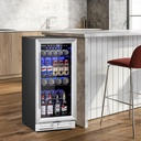 15 Inch Beverage Cooler Refrigerator, 100 Can Built-in Freestanding Beverage Fridge w/Adjustable Temp Shelf, Quiet Operation, Lock, Compressor Circulation Cooling, Wine Cellar for Soda, Beer