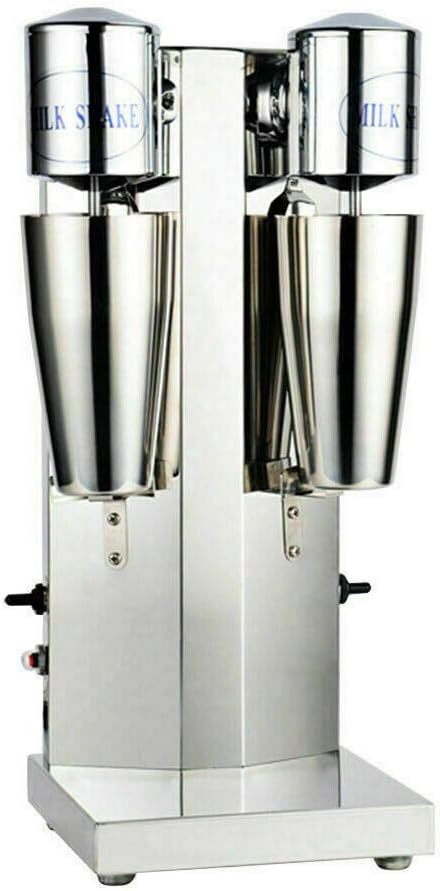 TFCFL Double Heads Milk Shaking Maker, Commercial Stainless Steel Electric Silent Milk Shaker Machine 18000RMP High Speed for Drink Mixer 110V (Silver)
