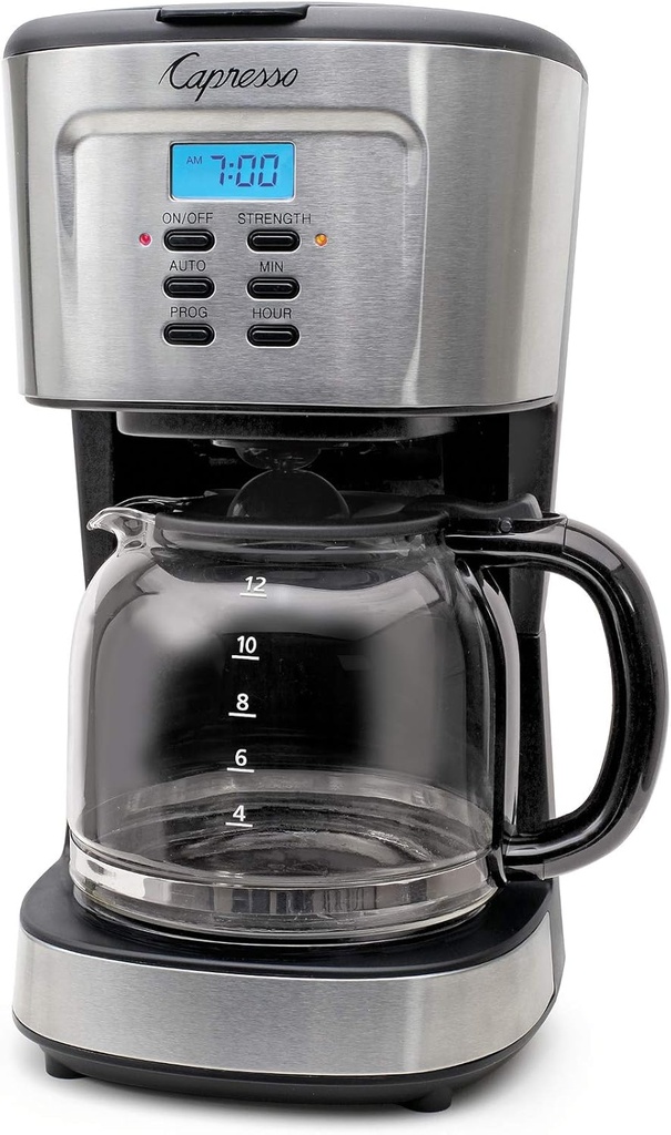 Capresso 12-Cup Coffee Maker with Glass Carafe, Stainless and Black 416.05