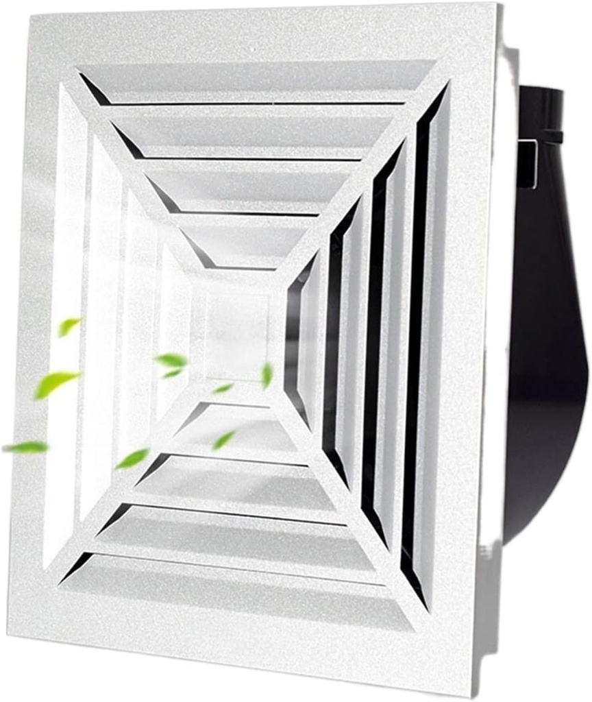 Exhaust Fan Integrated Ceiling Exhaust Fan, 30×30Cm Silent Ventilation Fan with Grille Panel, S Ceiling Ventilating Fan with Check Valve for Bathroom Kitchen V,