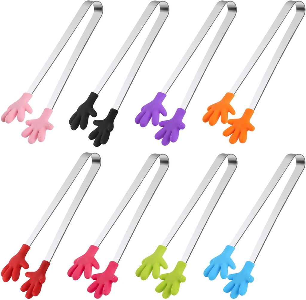 Shindel Small Tongs, 5.1 Inch Mini Tongs for Kids, Cute Kitchen Gadgets for Serving Candy, Appetizers, Snack, Chip, Pickle, Fruit, Ice Cube, Great for Fine Motor