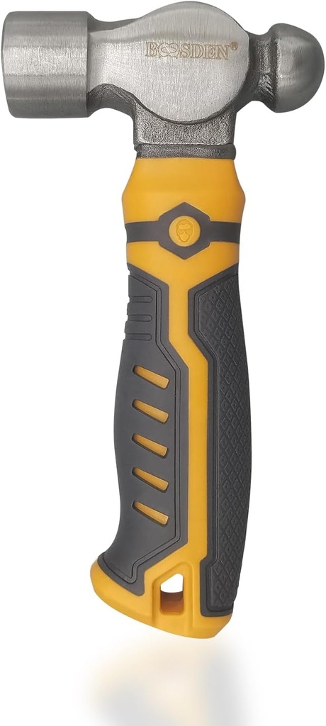 BOOSDEN Small Ball Peen Hammer, 15 oz, Stubby, Forged Fine Grain Steel Head, Non-slip Rubber Grips, Jewelry Hammer for Metalworking, Crafting