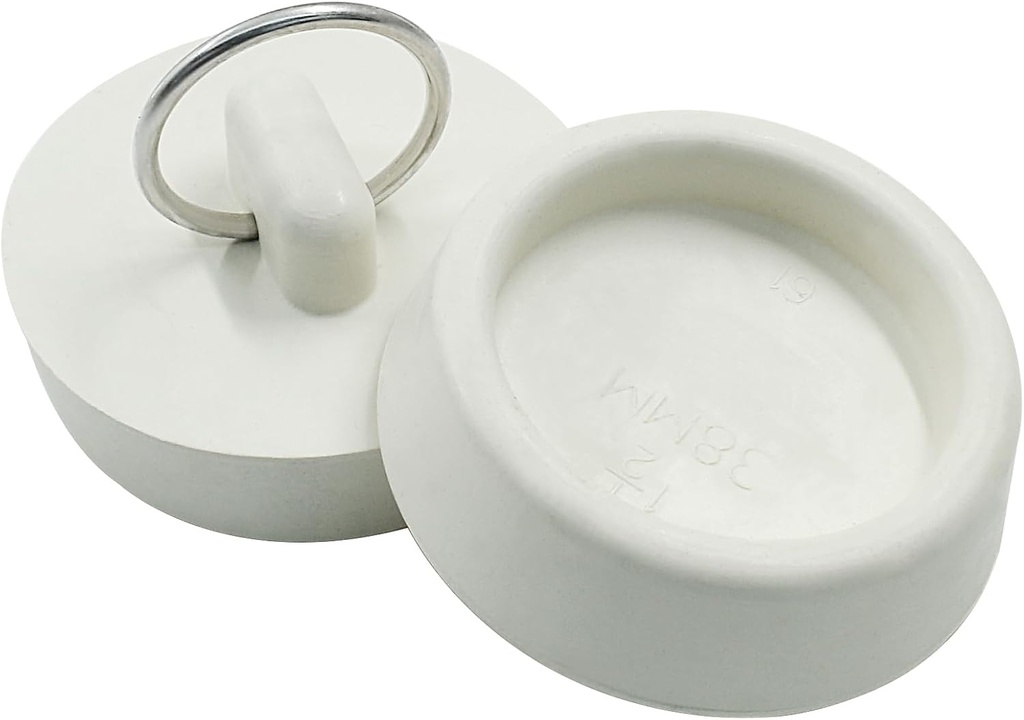2Pcs Rubber Drain Stopper Fits 1-1/2 Inch to 1-5/8 Inch, Bathtub Drain Plug with Hanging Ring, Rubber Sink Stopper Drain Plug for Bathtub, Kitchen and Bathroom (White)